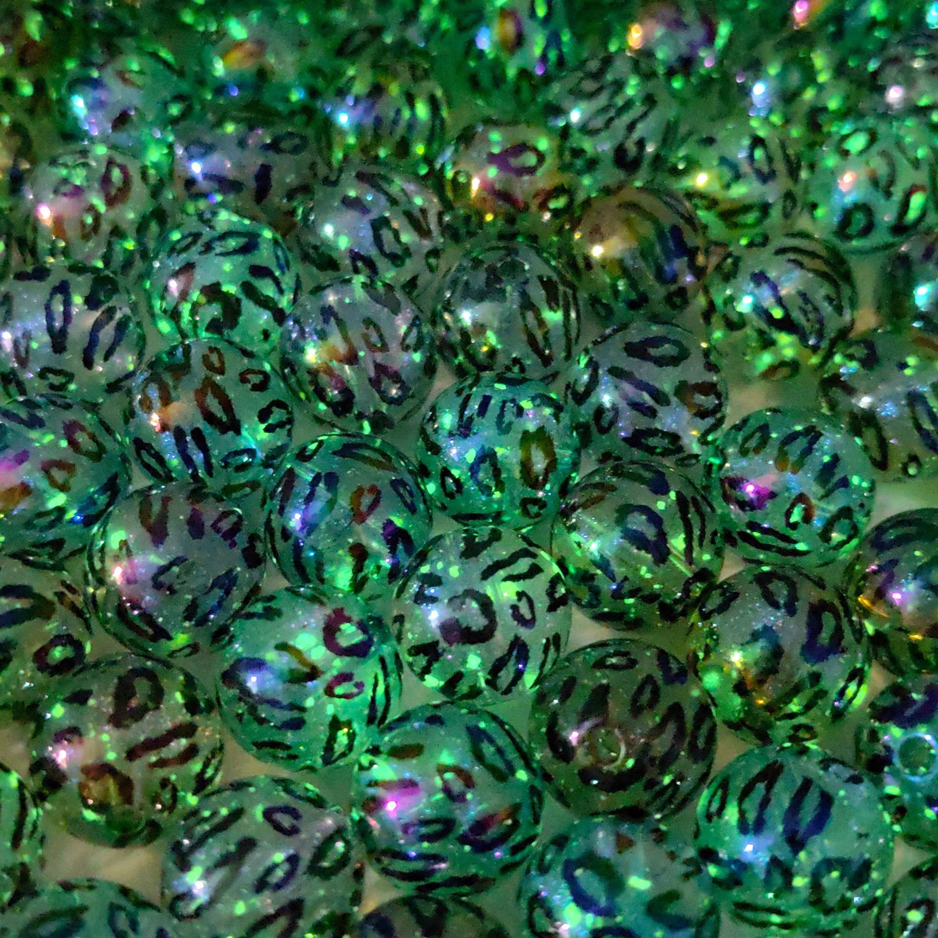 Glow In The Dark Leopard Print Acrylic Beads 16mm Plated 20pcs 6