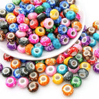 Flat Acrylic Beads 15mm Large Hole Printed Marbled 60pcs 2