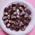 Hand-Painted Cake Acrylic Beads 16mm Glossy Brown Swirls 5pcs 2