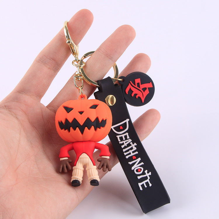 PVC Soft Halloween Pumpkin Man Keychain Colorful Spooky Charm 5