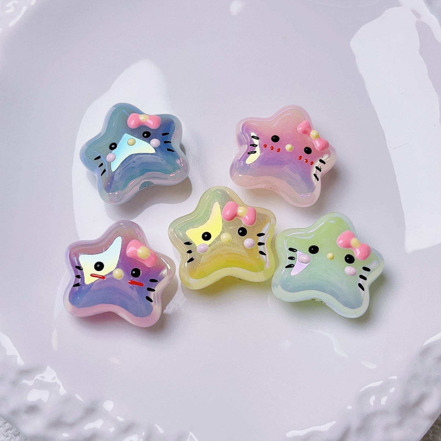 Luminous Hello KT Star Acrylic Beads 20mm Assorted Colors 10pcs 11