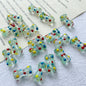 Painted Dotted Bone Glass Beads 17mm Hand Painted Colorful 1pc 10