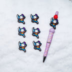 Silicone Focal Beads Ghost Face Stitch Holding Sword with Purple Hat 20pcs 2