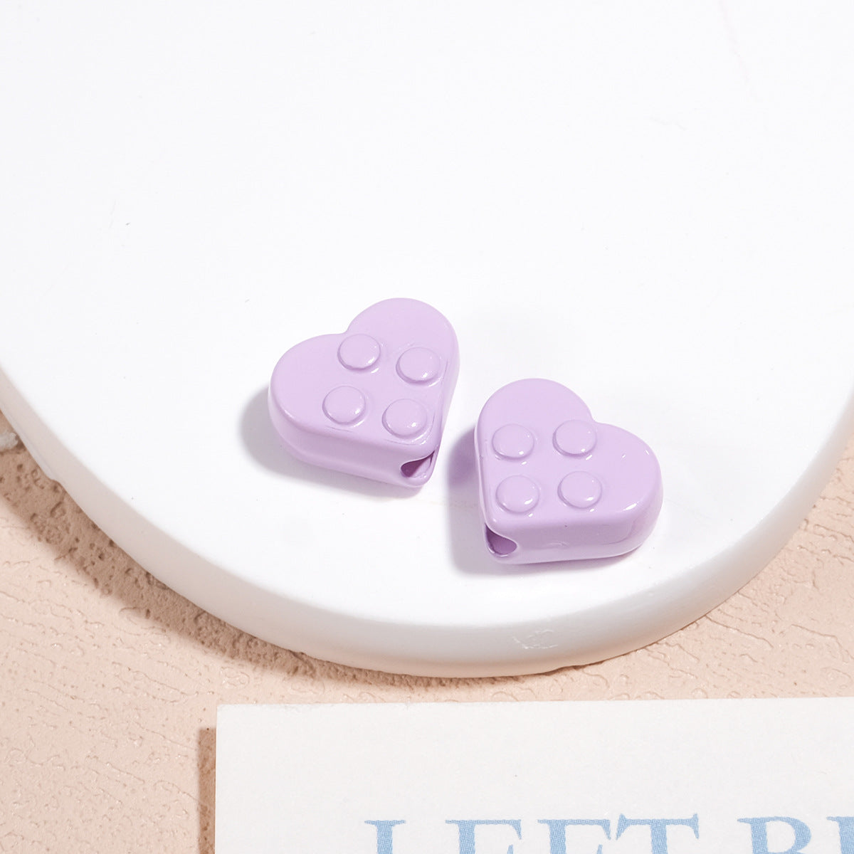 Painted Heart Acrylic Beads 12mm Glossy Raised Dot Detail 50pcs 9
