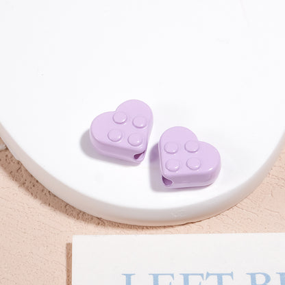 Painted Heart Acrylic Beads 12mm Glossy Raised Dot Detail 50pcs 9
