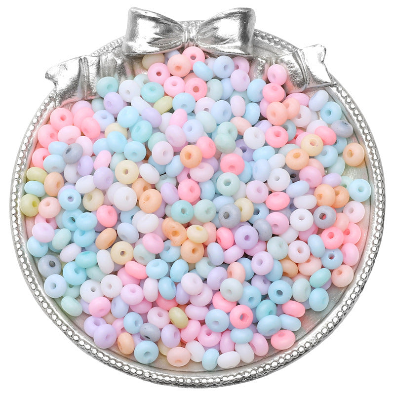 Frosted Abacus Glass Beads 3x6mm Pastel Matte Finish 70pcs 29