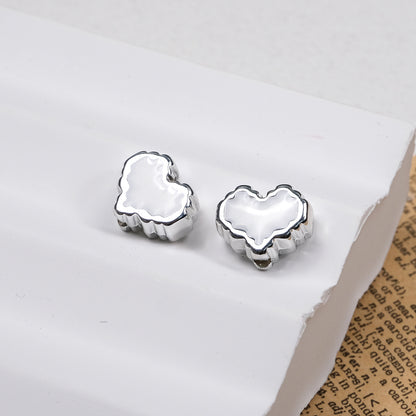Silver Pixel Heart and Star Acrylic Beads 11mm Mixed Shapes 50pcs 16