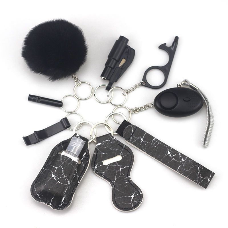 Self Defense Alarm Pompom Keychain Outdoor Safety 10 Pack 32