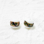 Lampwork Glass Beads Round 12mm Vintage Wavy Line Gold Foil 10pcs 4