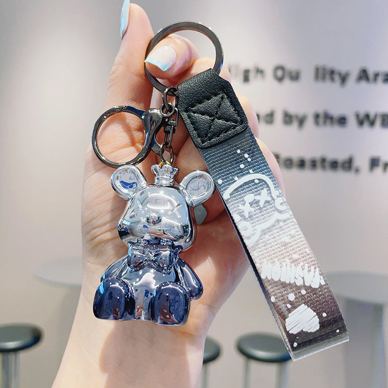 Resin Crown Bear Keychain Metallic Finish Cartoon Charm 10