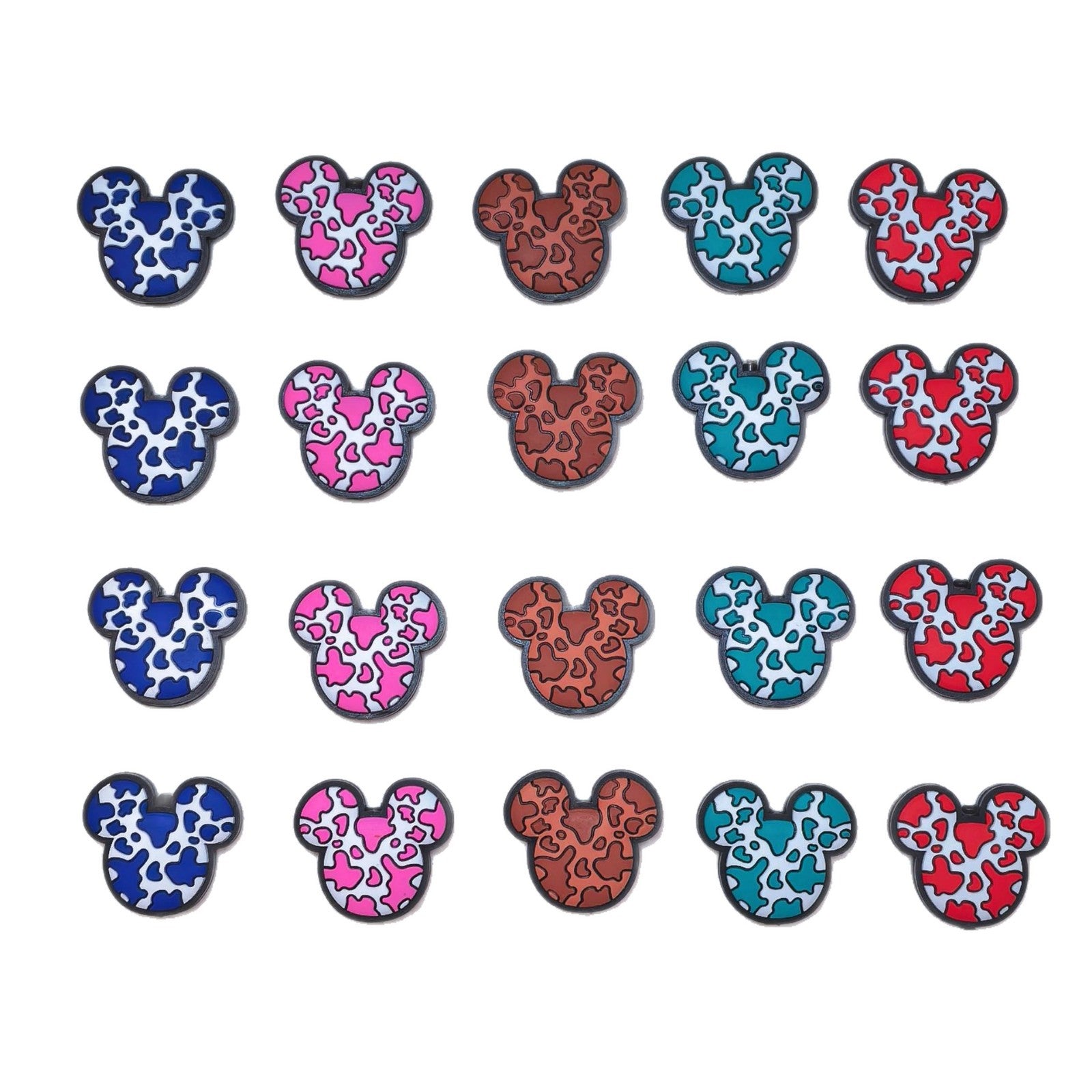 Silicone Focal Beads Mickey Head Multi-Color Spotted Pattern 20pcs 5