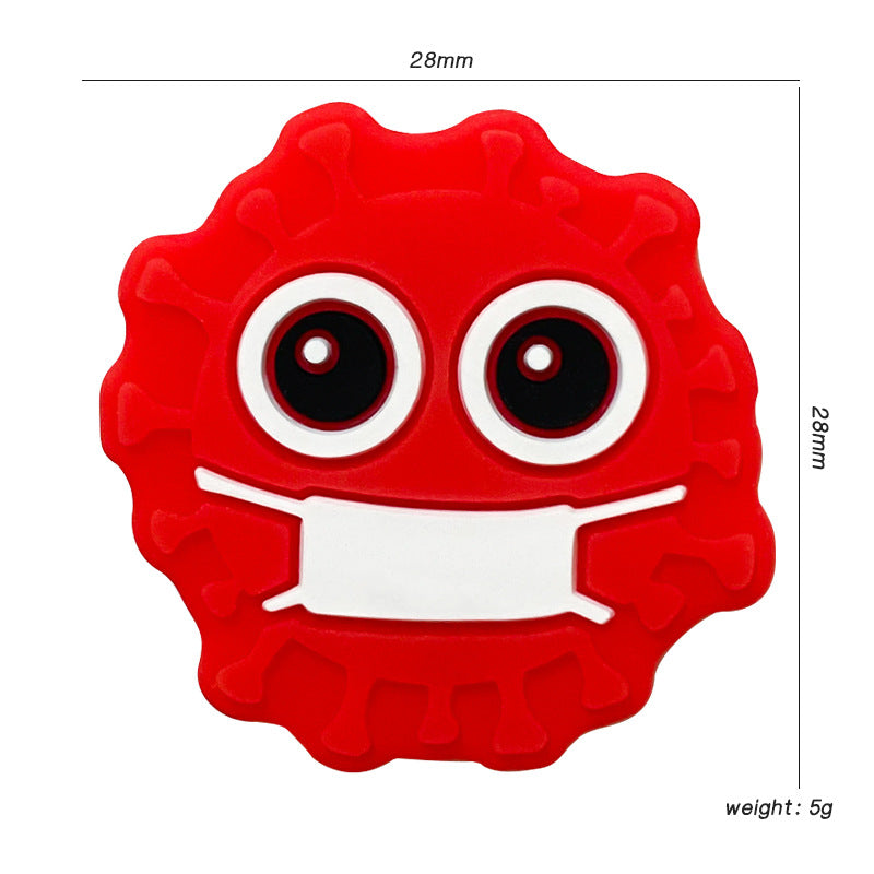 Silicone Focal Beads Bacterial Virus Red Masked Face 20pcs 2