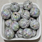 Plating Round Acrylic Beads 16mm UV Woven Plaid Pattern 100pcs 3