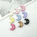 Star Moon Metal Beads 14mm Painted Glossy Celestial 10pcs 2