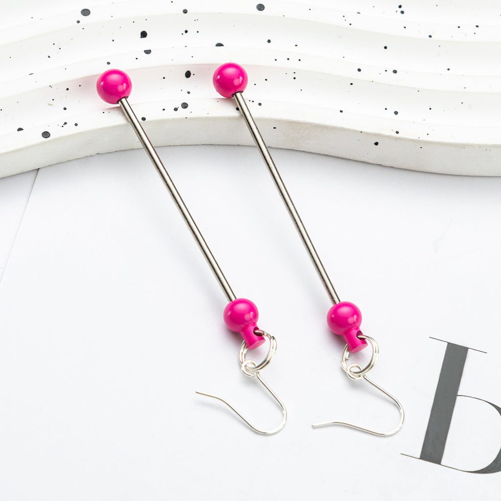 Beadable Earrings Metal Colorful Bar 7.8cm 4.4g Wholesale 4