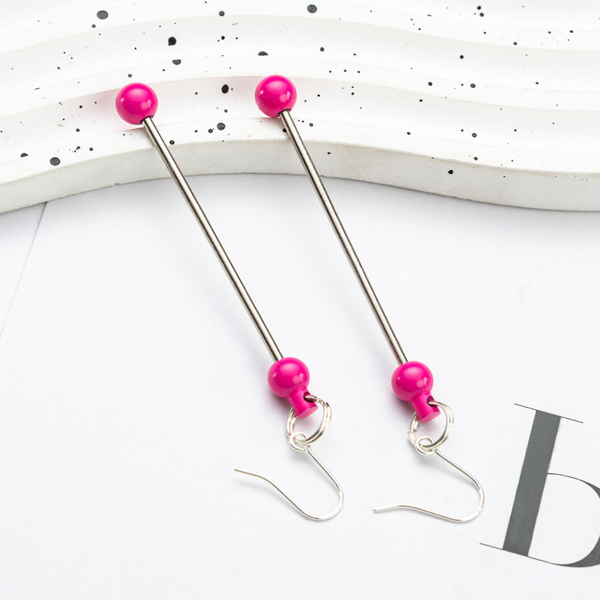 Beadable Earrings Metal Colorful Bar 7.8cm 4.4g Wholesale 4