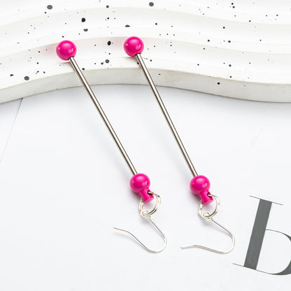 Beadable Earrings Metal Colorful Bar 7.8cm 4.4g Wholesale 4