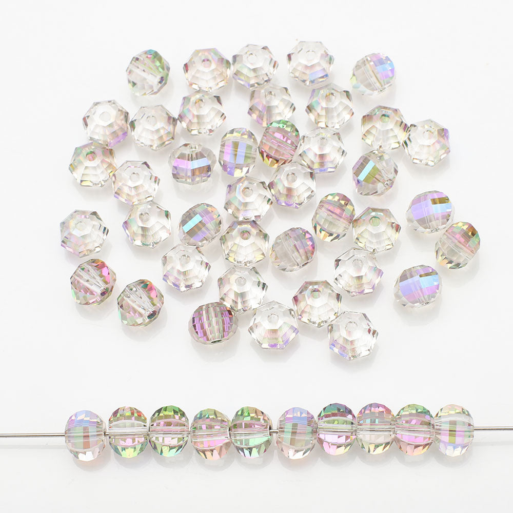 Glass Faceted Spacer Beads 8mm Plating Metallic Color 60pcs 30