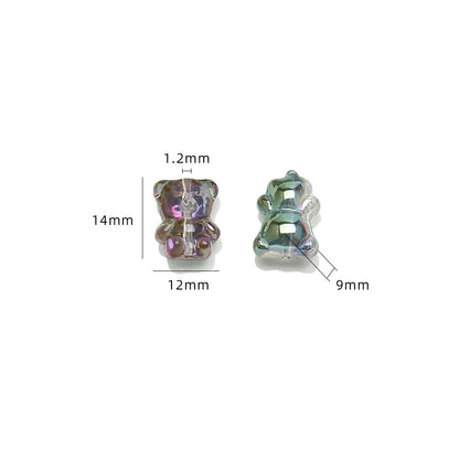 Electroplated Bear Glass Beads 12mm 14mm Mixed Metallic Colors 20pcs 4