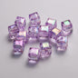 Transparent Faceted Square Acrylic Beads 8mm Plating Pastel Glow 500pcs 4