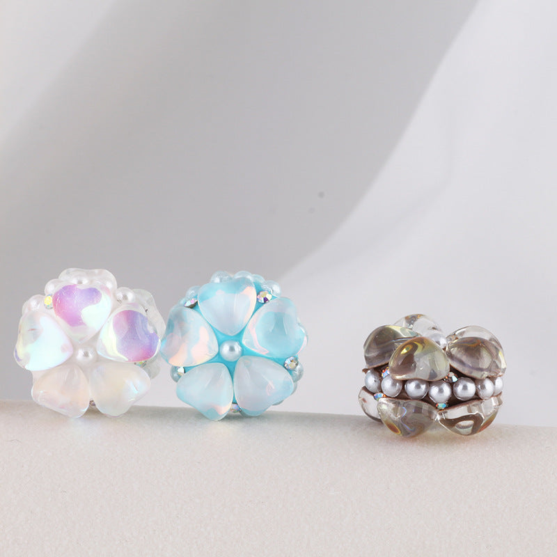 Moonstone Five-Petal Flower Clay Beads 19mm Opalescent 5pcs 2