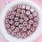 Leopard Bow Print Acrylic Square Beads 14mm Colorful Glossy 10pcs 8