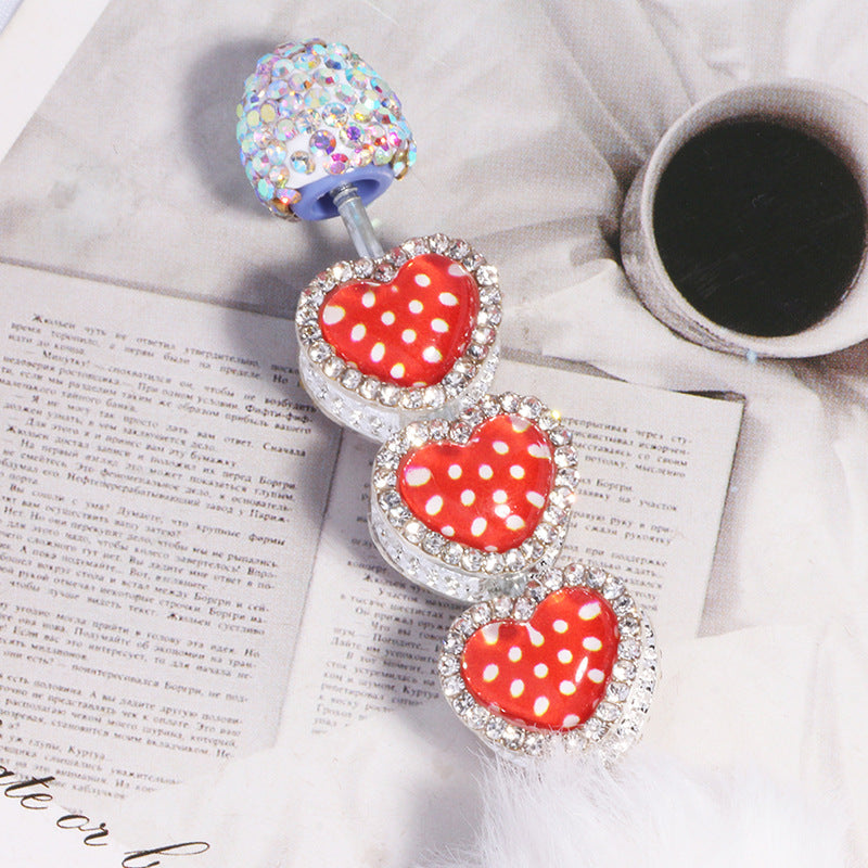 Double Sided Heart Rhinestone Beads 13mm Resin Alloy Sparkle 5pcs 10