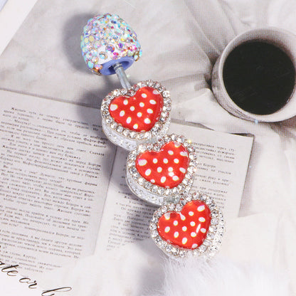 Double Sided Heart Rhinestone Beads 13mm Resin Alloy Sparkle 5pcs 10