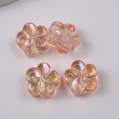 Transparent Flower Acrylic Beads 17mm Flat Plum Blossom 50pcs 5