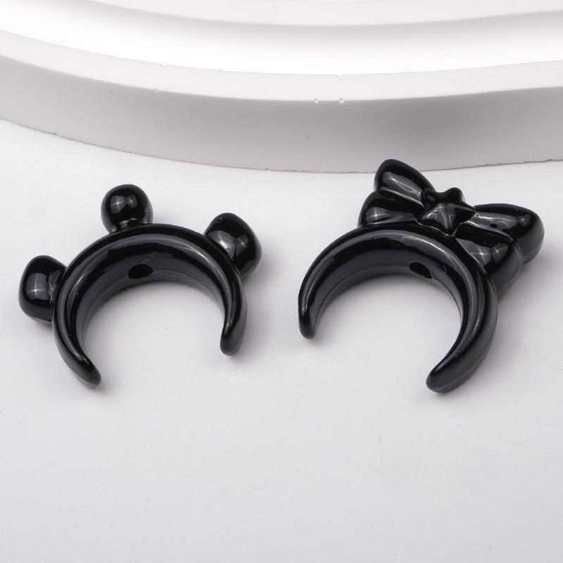 Glossy Painted Crescent Acrylic Beads 22-24mm Cartoon Hairband 50pcs 4