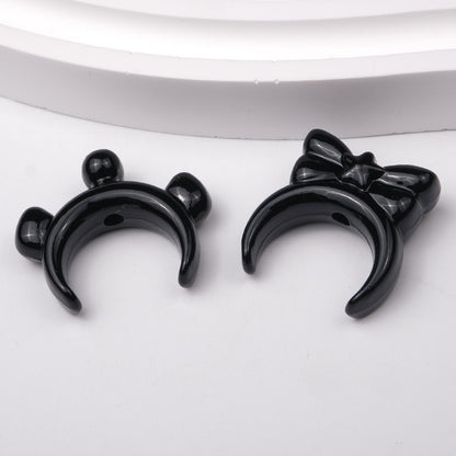Glossy Painted Crescent Acrylic Beads 22-24mm Cartoon Hairband 50pcs 4