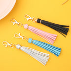 PU Leather Tassel Keychain with Gold Electroplated Hardware 3