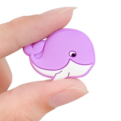 Silicone Focal Beads Whale Side Profile 20pcs 9