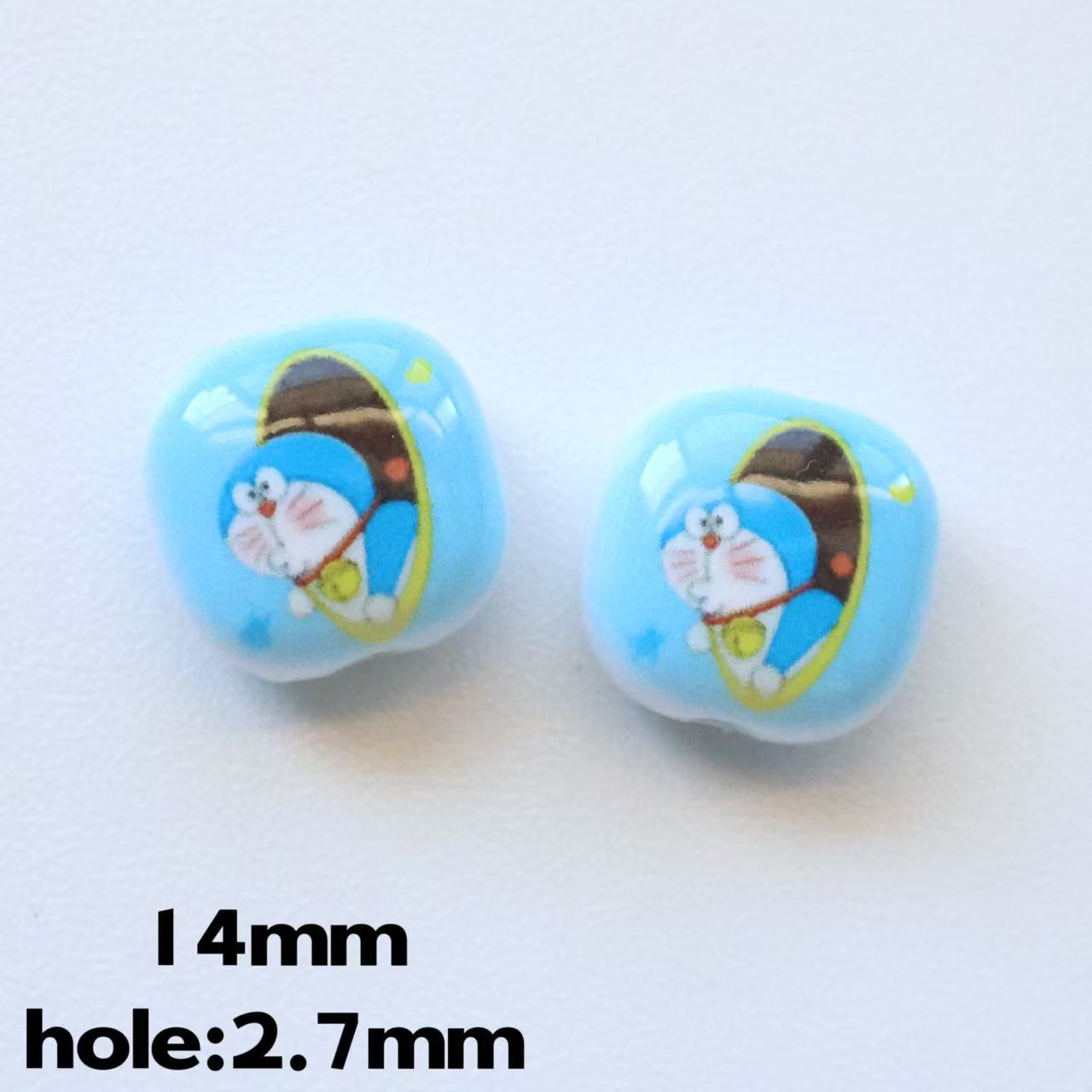 Doraemo Series Acrylic Square Beads 13mm Light Blue White 20pcs 7