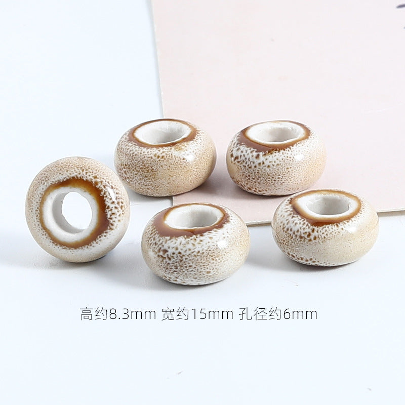 Ceramic Spacer Beads 15mm Fambe Glaze Large Hole 20pcs 12