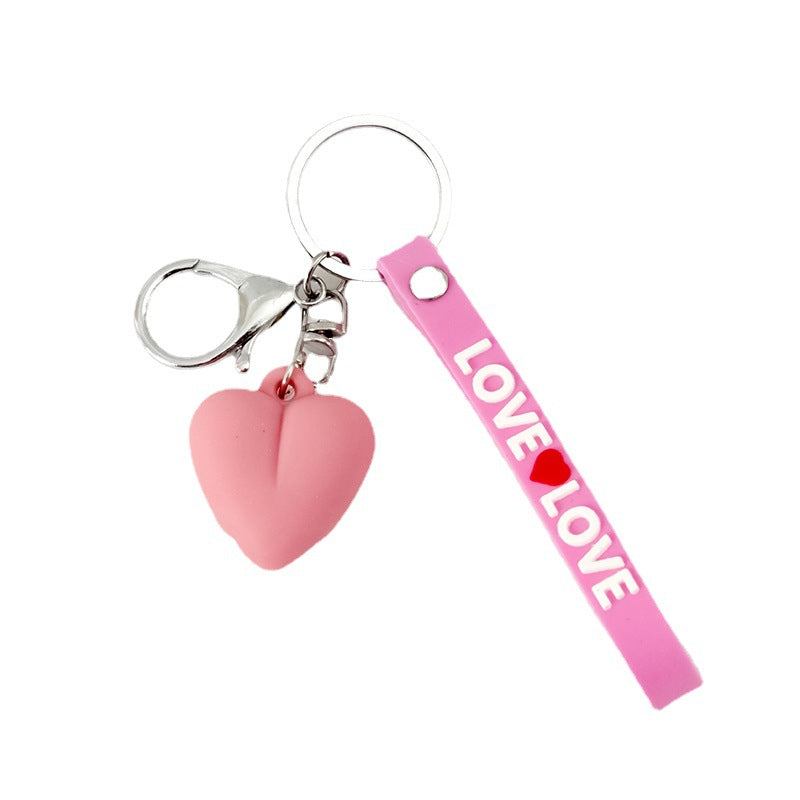 Resin Heart Keychain with Love Strap Pastel Colors 5