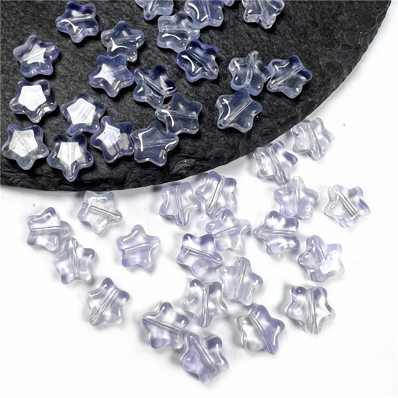 Small Star Czech Glass Beads 8mm Translucent Gold Flecked 50pcs 33