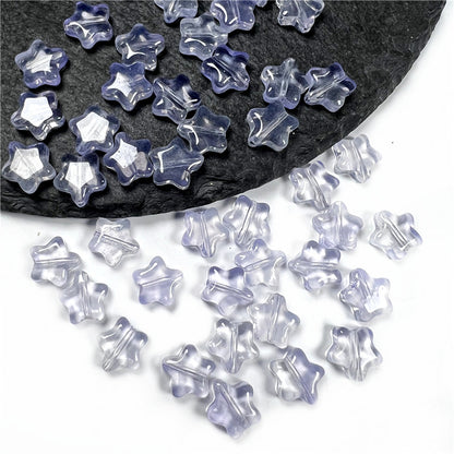 Small Star Czech Glass Beads 8mm Translucent Gold Flecked 50pcs 33