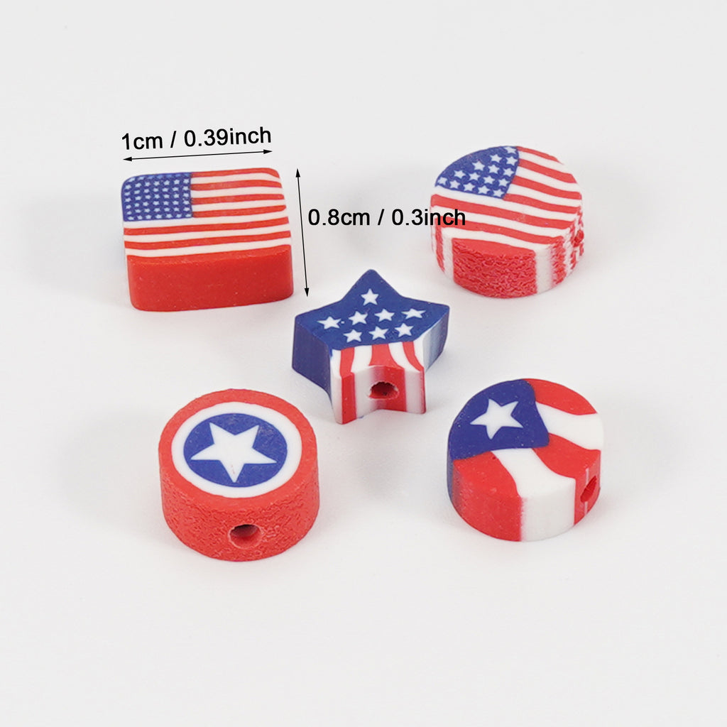 Geometric Clay Beads American Flag Colors Patriotic Design 200pcs 3