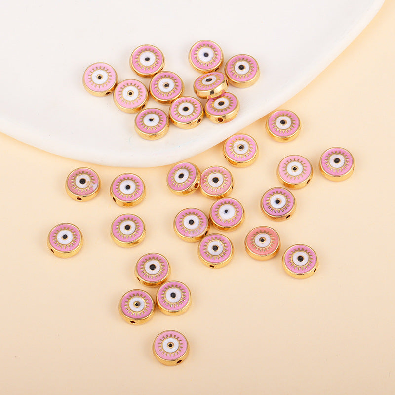 Irregular Shaped Metal Beads Double-Sided Enamel Evil Eye 20pcs 36