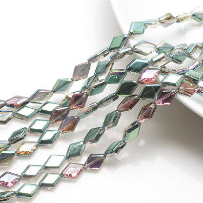 Electroplated Rhombus Glass Beads 11mm Transparent Mixed Colors 20pcs 12