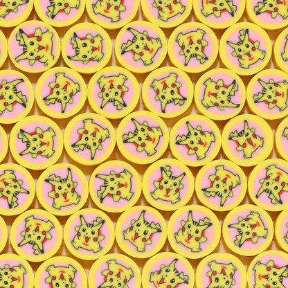 Flat Clay Beads 9mm Pokemon Series Colorful Character Faces 100pcs 11
