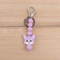 Silicone Cartoon Civet Cat Beaded Keychain Pastel Colors 7