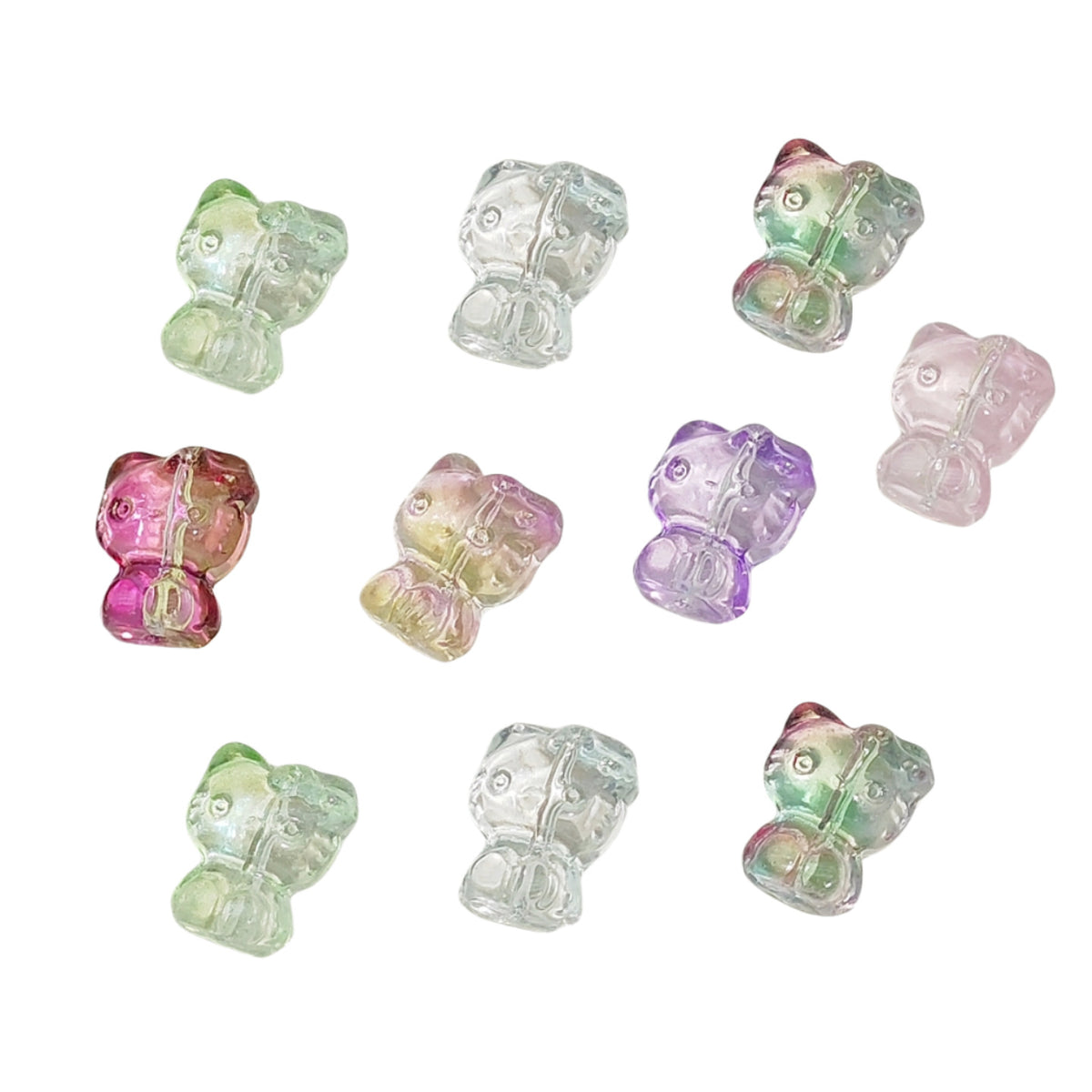 Gradient 3D Cat Figurine Glass Beads 20mm Pastel Colors 20pcs 5