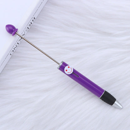 Beadable Pen Plastic Colorful Heart Top Black Ink 150mm 8