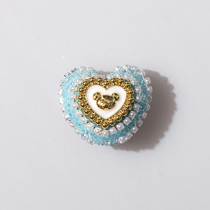 Heart Bear Rhinestone Acrylic Focal Beads 27.5x24.6mm 10pcs 8