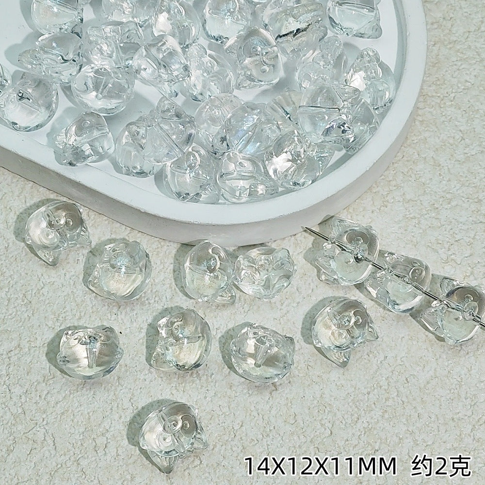 Clear Fox Head Glass Beads 14mm Transparent Playful Design 25pcs 7