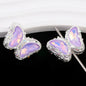 Butterfly Rhinestone Beads 28mm Colorful Silver Alloy 10pcs 16