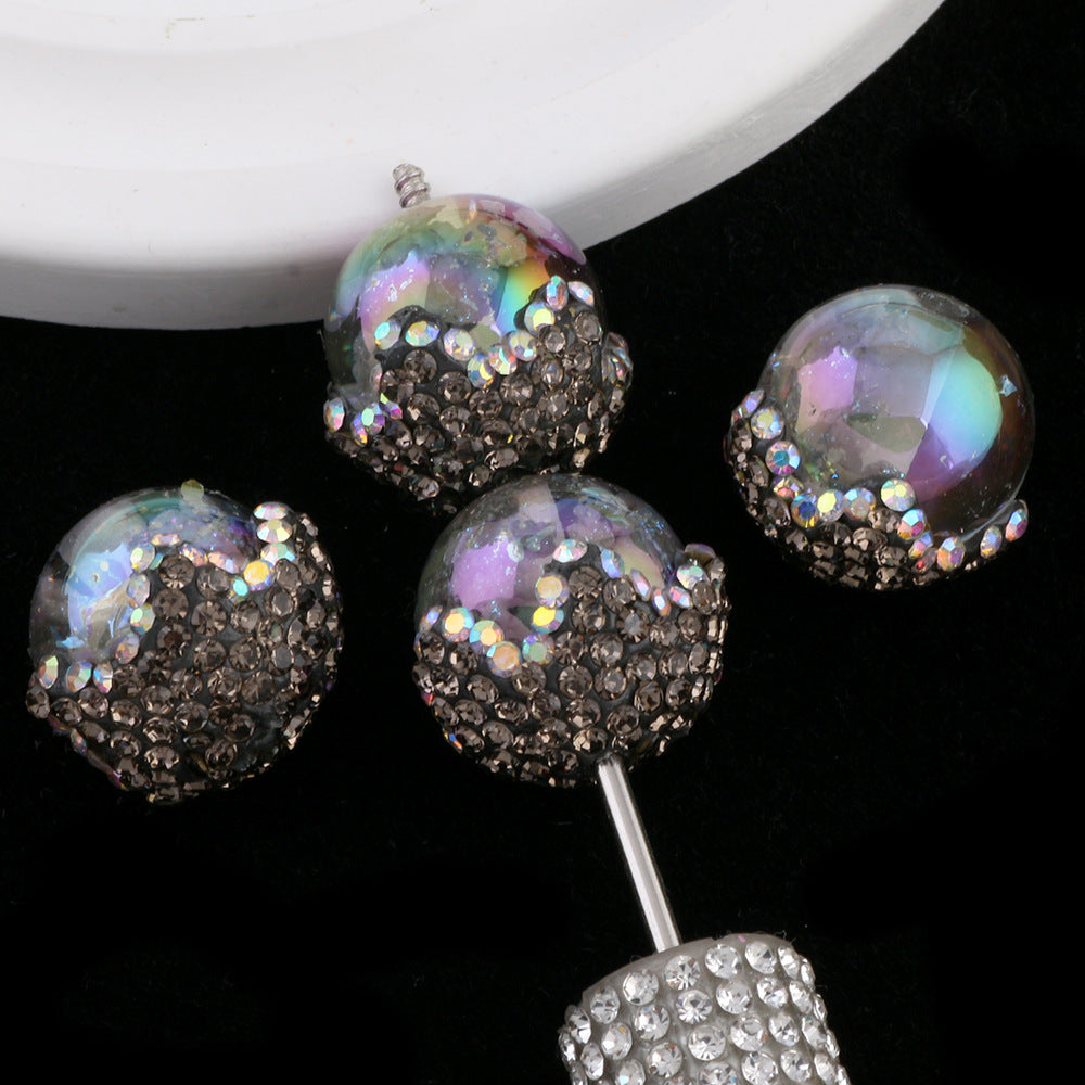 Embellished Bubblegum Beads 20mm Crown Claw Rhinestone Cloud Glossy 6pcs 8