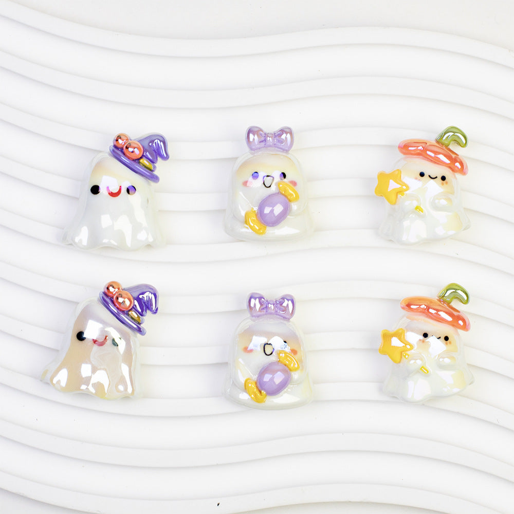 Plating Halloween Elf Resin Beads Glossy Detailed Charms 20pcs
